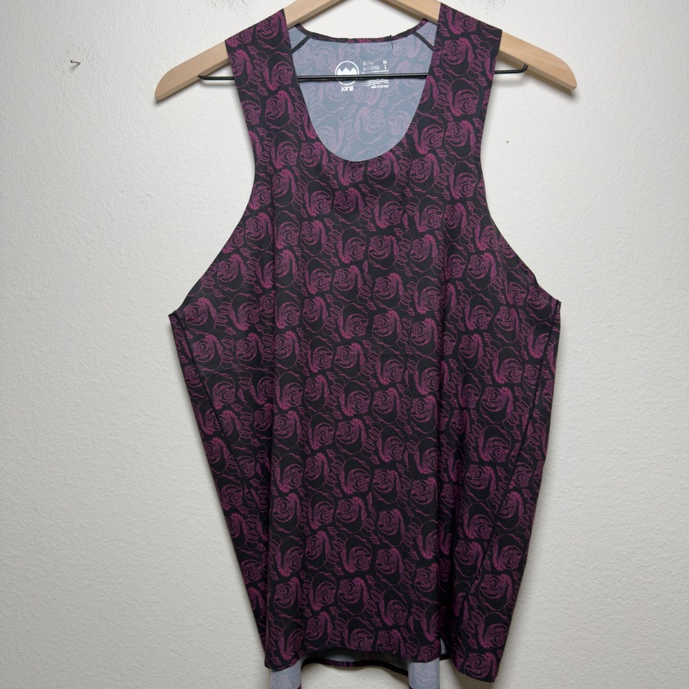 NEW Janji UNISEX Orbital Singlet Black Pink Nightmarket Neon Floral Tank Top